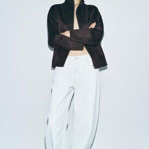 ZARA DOUBLE FACED WOOL BLEND Cropped Coat ZW COLLECTION L